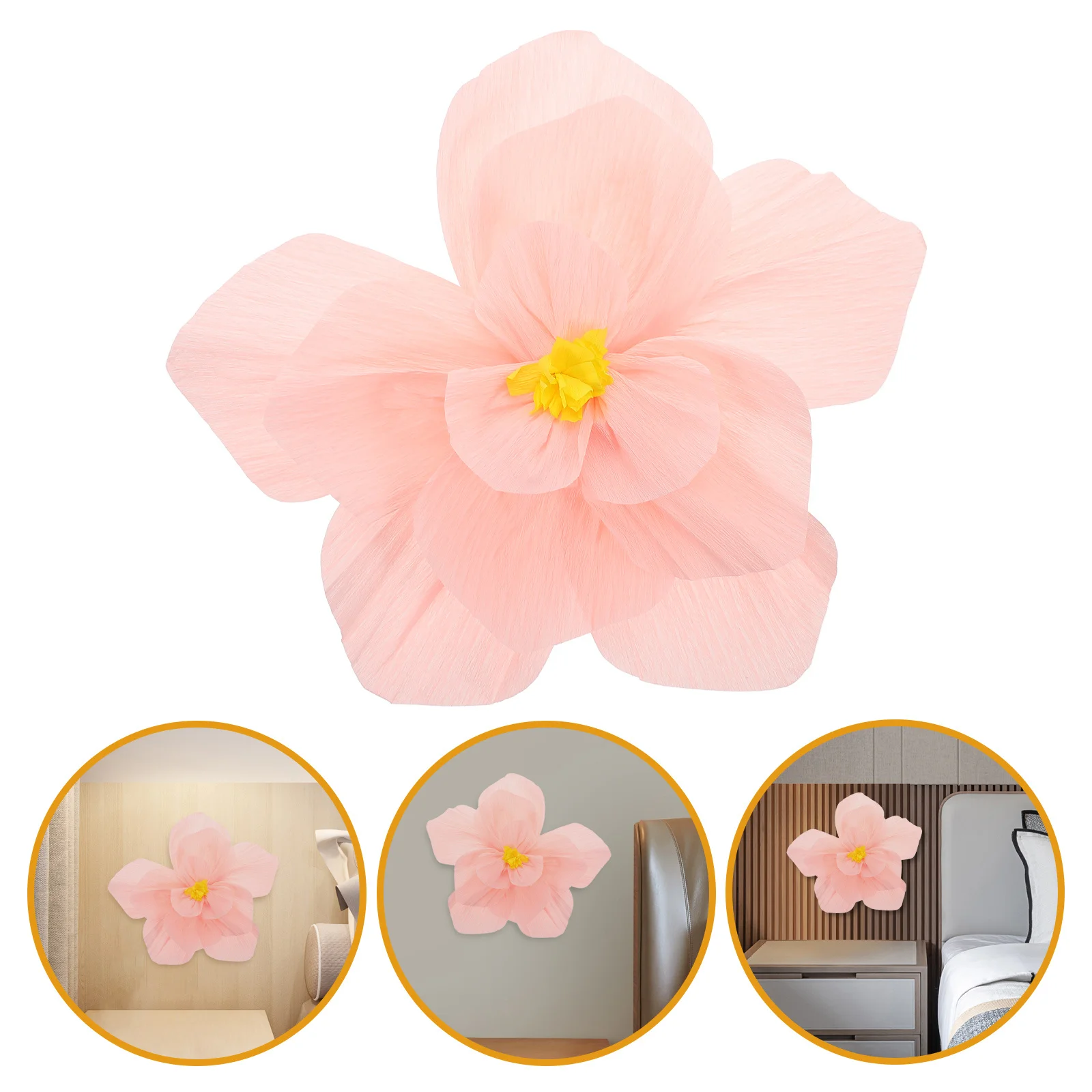 

3D Crepe Paper Floral Decorations Handmade Bedroom Nursery Wall Backdrops Birthday Party Event Decoration Wall Art