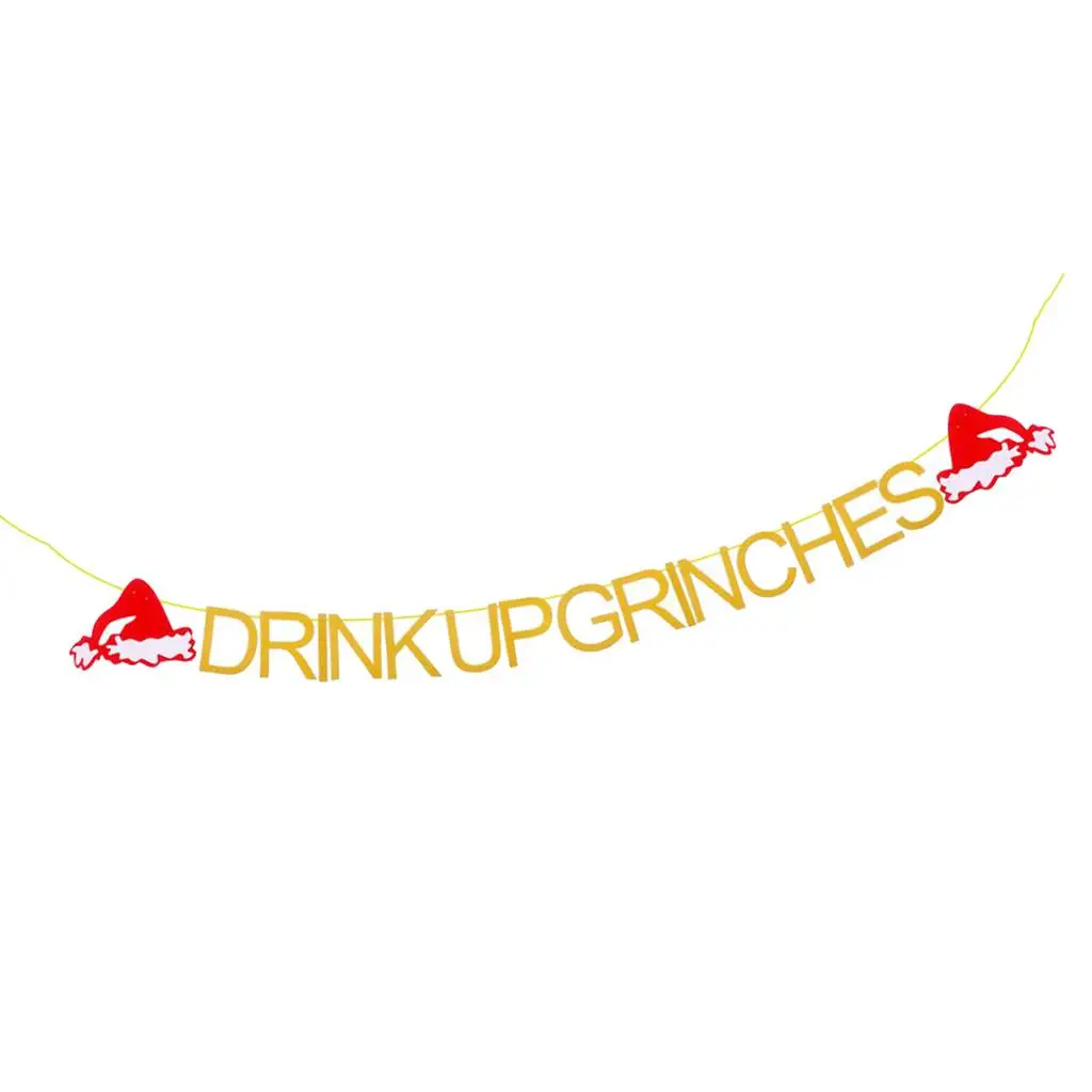 لافتة الرايات من Drink Up Grinches لتزيين حفلات أعياد الميلاد
