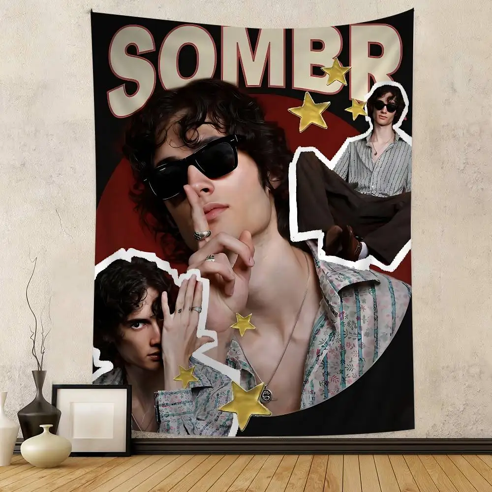Singer Sombr Back To Friends Cartoon Tapestry Art Science Fiction Room Home Decor Wall Hanging Home Decor