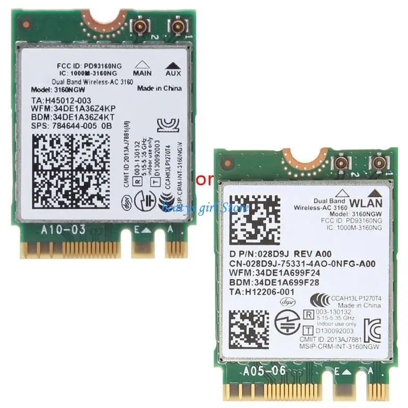 

C7AB Notwork Card 3160 3160NGW Wireless-AC 433Mb Dual Band WIFI Card for Laptops