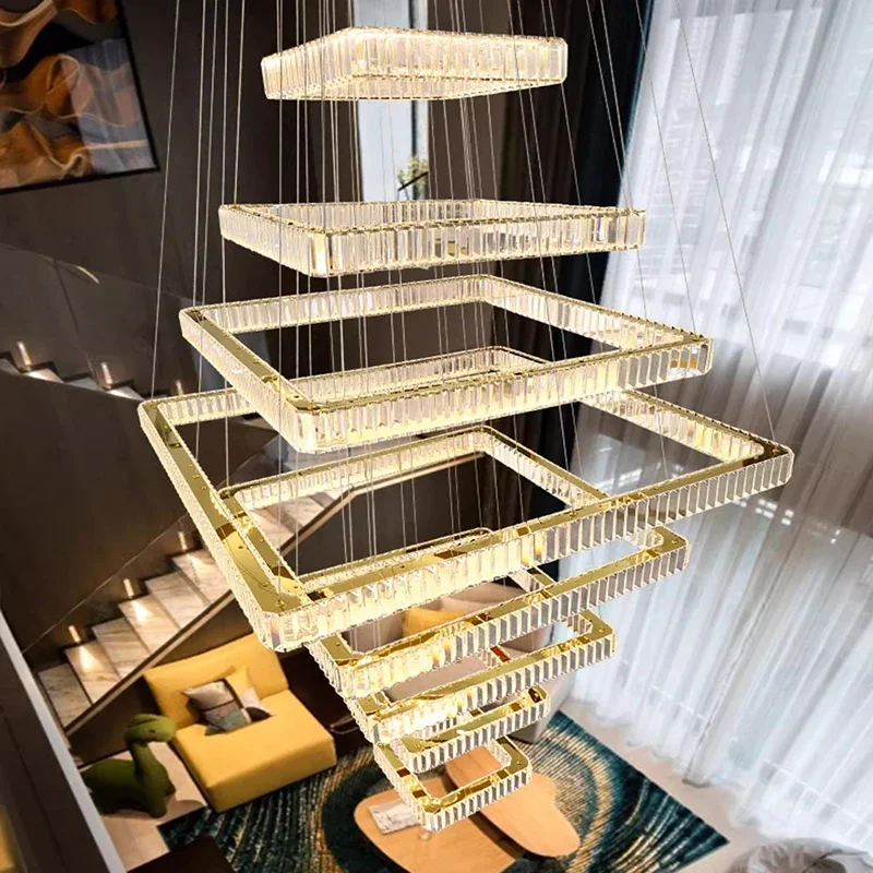 Imagem -03 - Modern Crystal Chandelier For Home Decoração Stair Pendant Lamp Living Room Pendant Lights Iluminação Interior Novo 2024