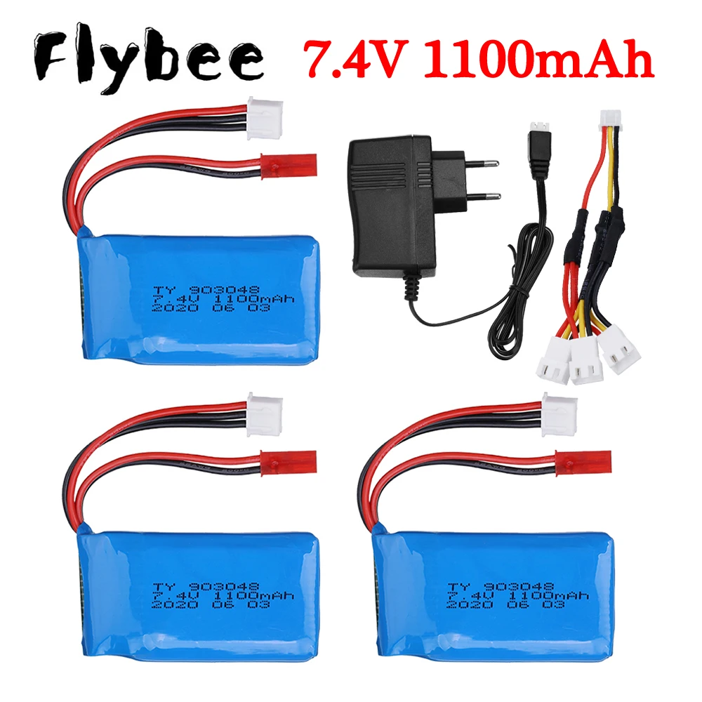 Batteria Lipo da 7,4 V 1100 mAh / caricabatterie da 7,4 V 903048   2S Per Wltoys A949 A959 A969 A979 V912 V913 V353 k929 V262 Ricambi Auto Rc Batteria