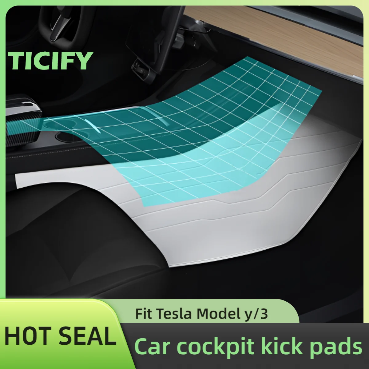 Ticify For tesla model y 2024 accessories interior decoration ptotect pad model 3Highland White Leather mat 2pc Cockpit 2 side