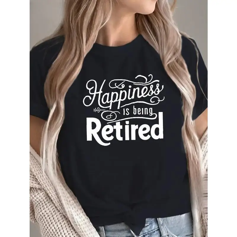 

Unisex Funny Retired T-shirt Men Women Humorous Retirement Slogan Tee Happiness Is Being Retired Graphic Top
