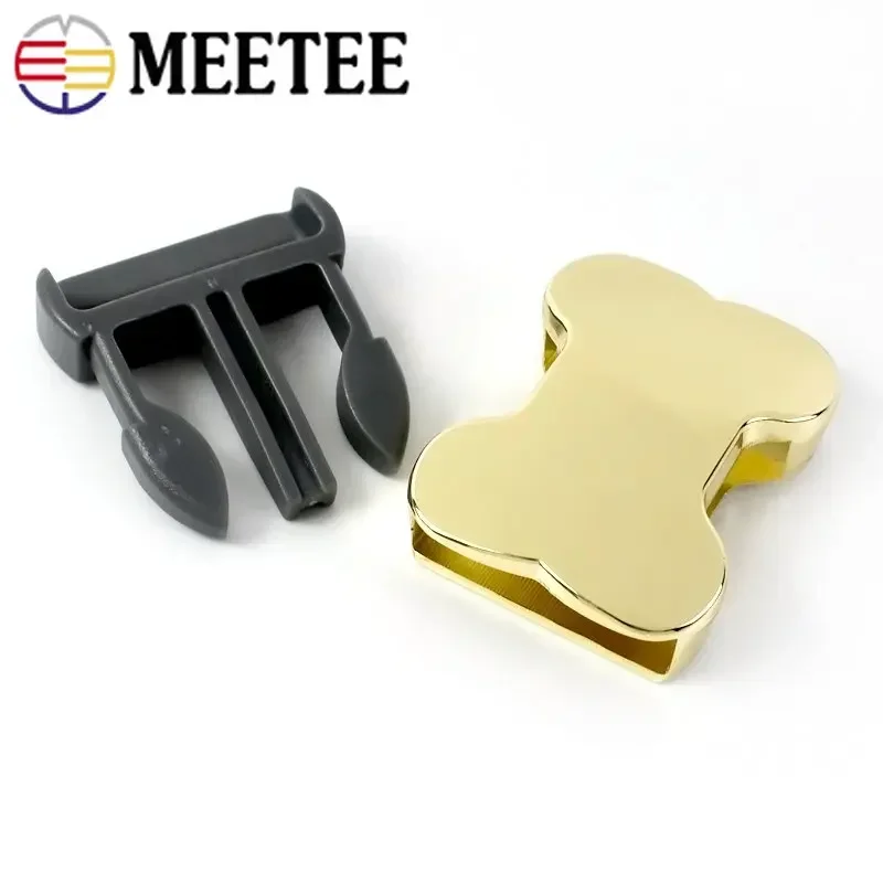 5/10Pcs Meetee 10-25mm Metal Side Release Buckle Bag Strap Adjuster Clasp Backpack Belt Dog Collar Bone Shape Hook Accessories