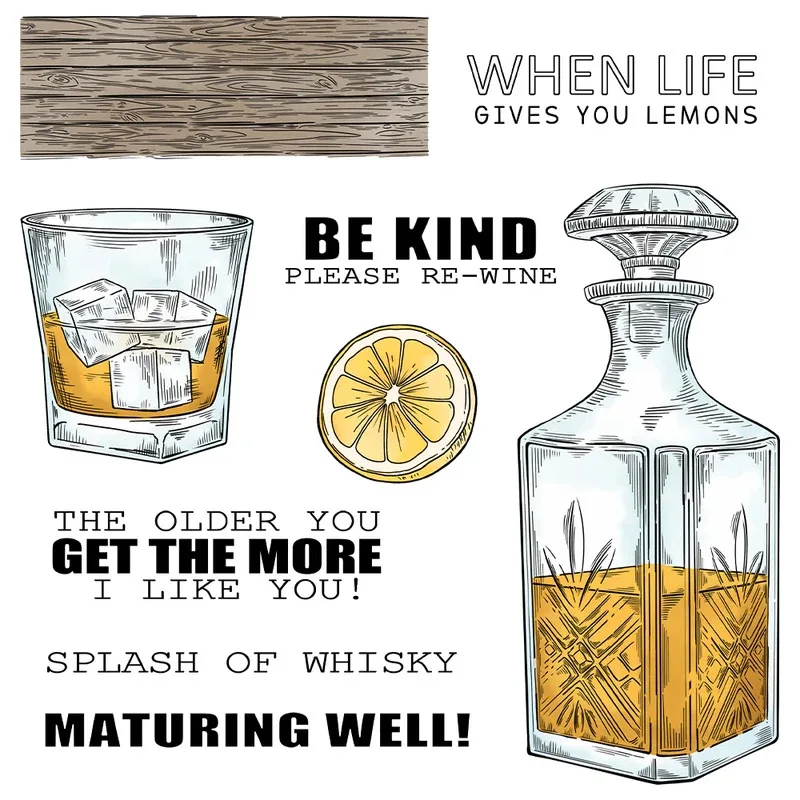 Summer Cooling Wine Whisky Cutting Dies And Clear Stamp DIY Scrapbooking Metal Dies Silicone Stamps For Card Albums