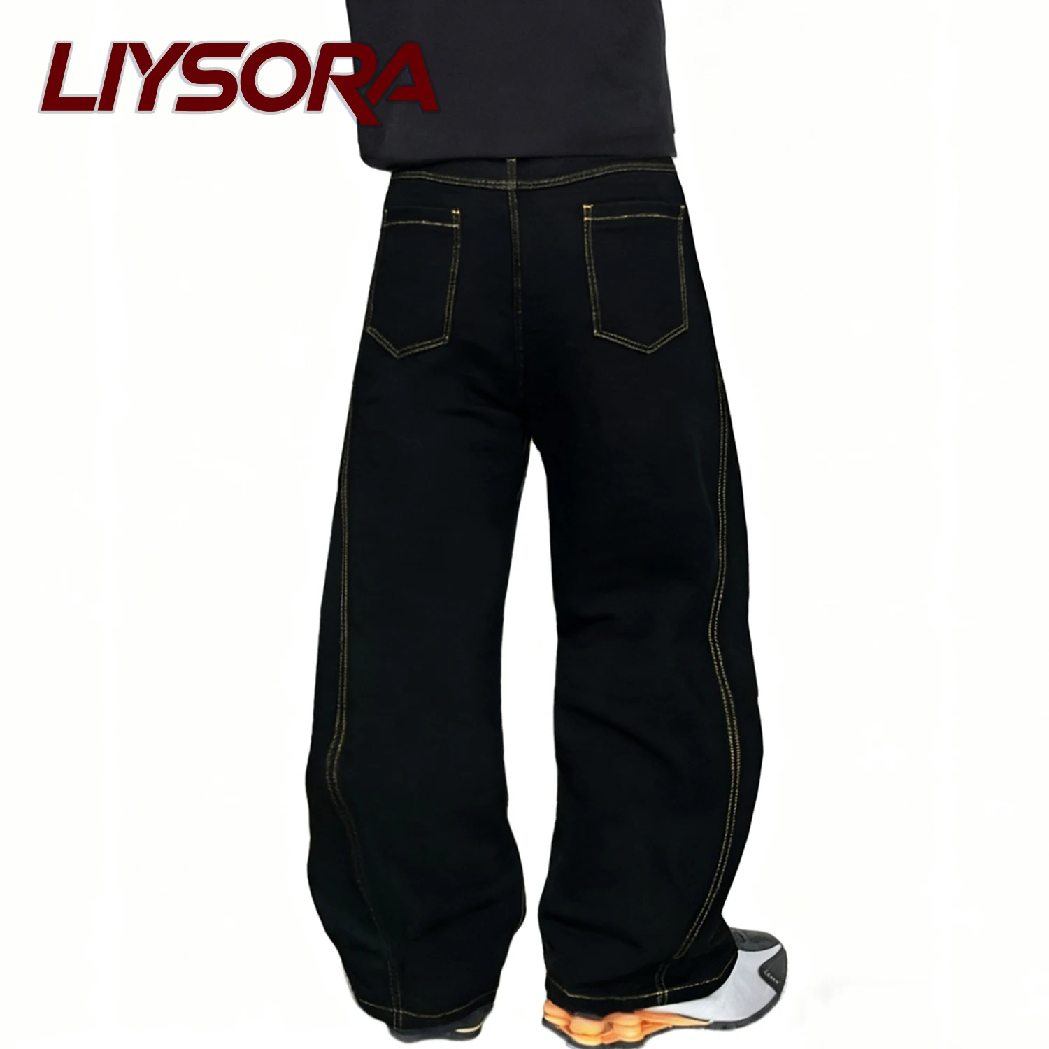 Мужские мешковатые широкие джинсы в Корейском стиле с вышивкой собаки в стиле ретро, уличные повседневные свободные джинсовые брюки унисекс с деконструкцией сращивания