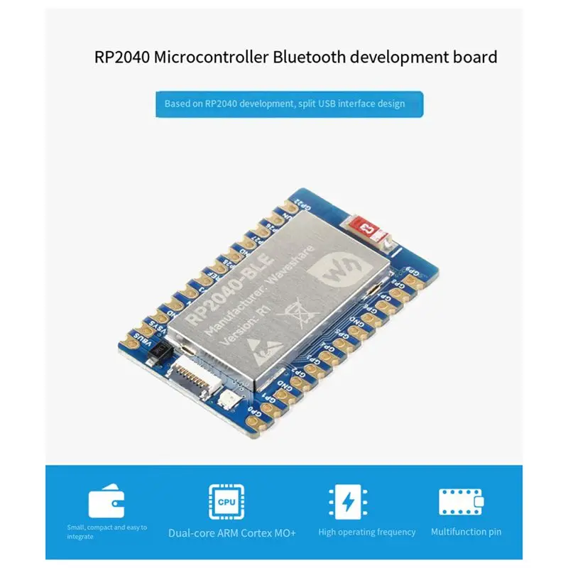 Waveshare RP2040-BLE Microcontroller Development Board+Adapter Board Blue PCB Dual-Mode BT 5.1 Multi-Function GPIO Pin