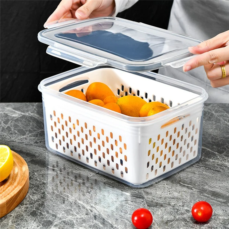 

Versatile Fruit Storage Container Refrigerator Sealed Storage Box With Detachable Filter Screen Storage Box For Keeping Food Fre