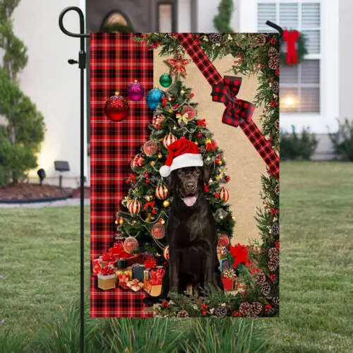 Santa Chocolate Labrador Flag Sitting In Front Garden Flag - House Flag