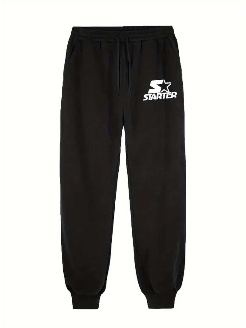 

2025 Autumn and Winter Mens Starter Letter Print Joggers Black Cotton Blend High-end Luxury Is for Both Men and Women Gym