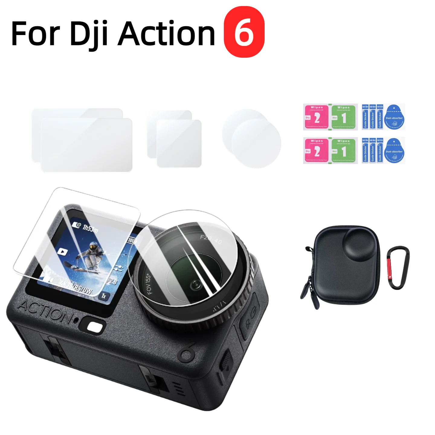 DJI Osmo Action 6 Protetor de tela de vidro temperado frontal e traseiro Lente Película de vidro Cobertura completa Filme à prova de arranhões
