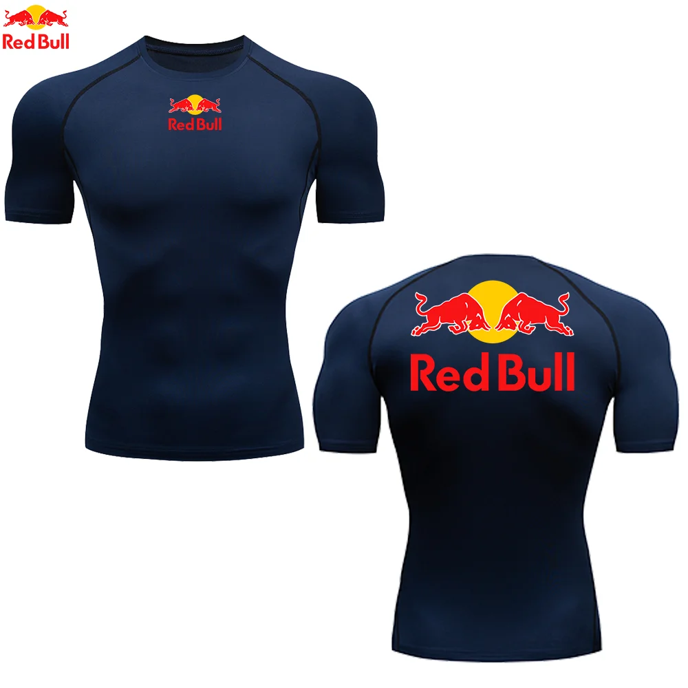 Red Bull-Camiseta deportiva con protección solar para hombre, camiseta para correr de segunda piel, Fitness, Rashgarda, camisa de compresión de manga larga, ropa de entrenamiento