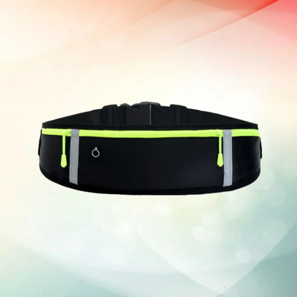 

Black Ultra-Thin Running Waist Pack Reflective Strips Waterproof Sports Pouch Adjustable Belt for Fitness Hiking Travel