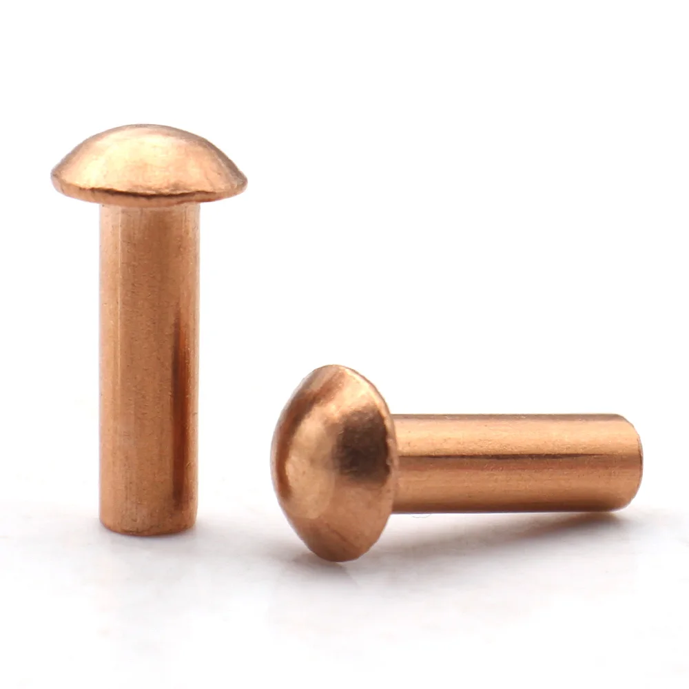 2/5/10/20/30/50pcs Solid Copper Round Rivet Dome Hammer Peening Rivets M1.5 M2 M2.5 M3 M4 M5 M6 M8 Nail Pin