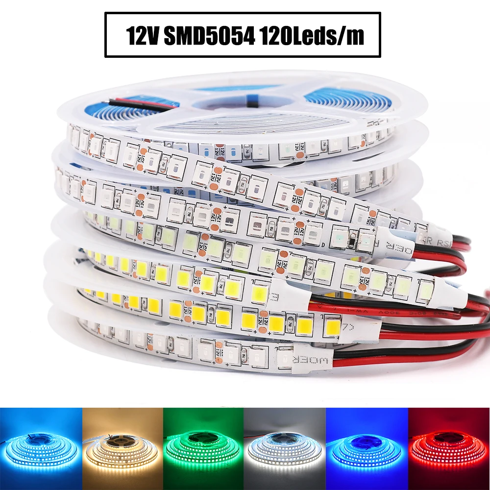 5M RGB LED Strip Light 12V 5050 5054 2835 Flexible LED Tape Ribbon 120/240/480Leds/m Waterproof LED Stripe Rope for Home Decor