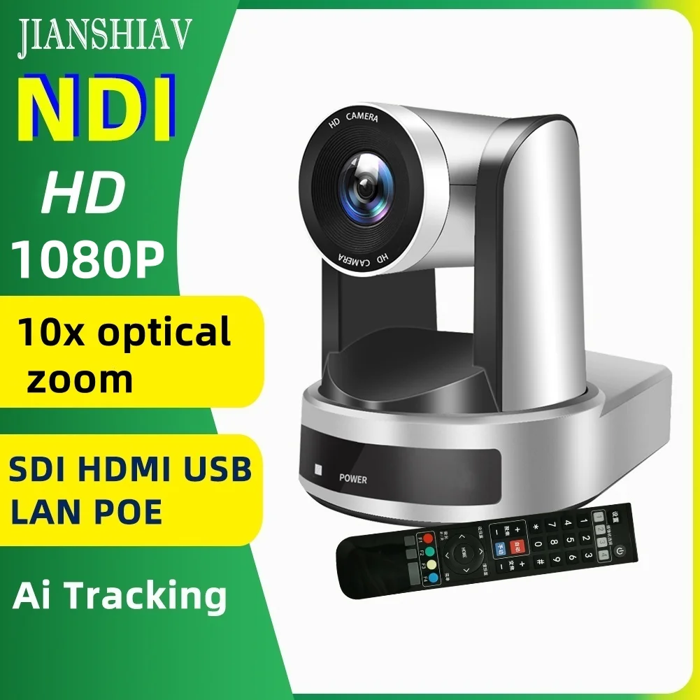 1080P NDI PTZ Camera HDMI 10/20x Optical Zoom SDI IP Live Streaming Camera PoE Supports vMix OBS Wirecast for Church services