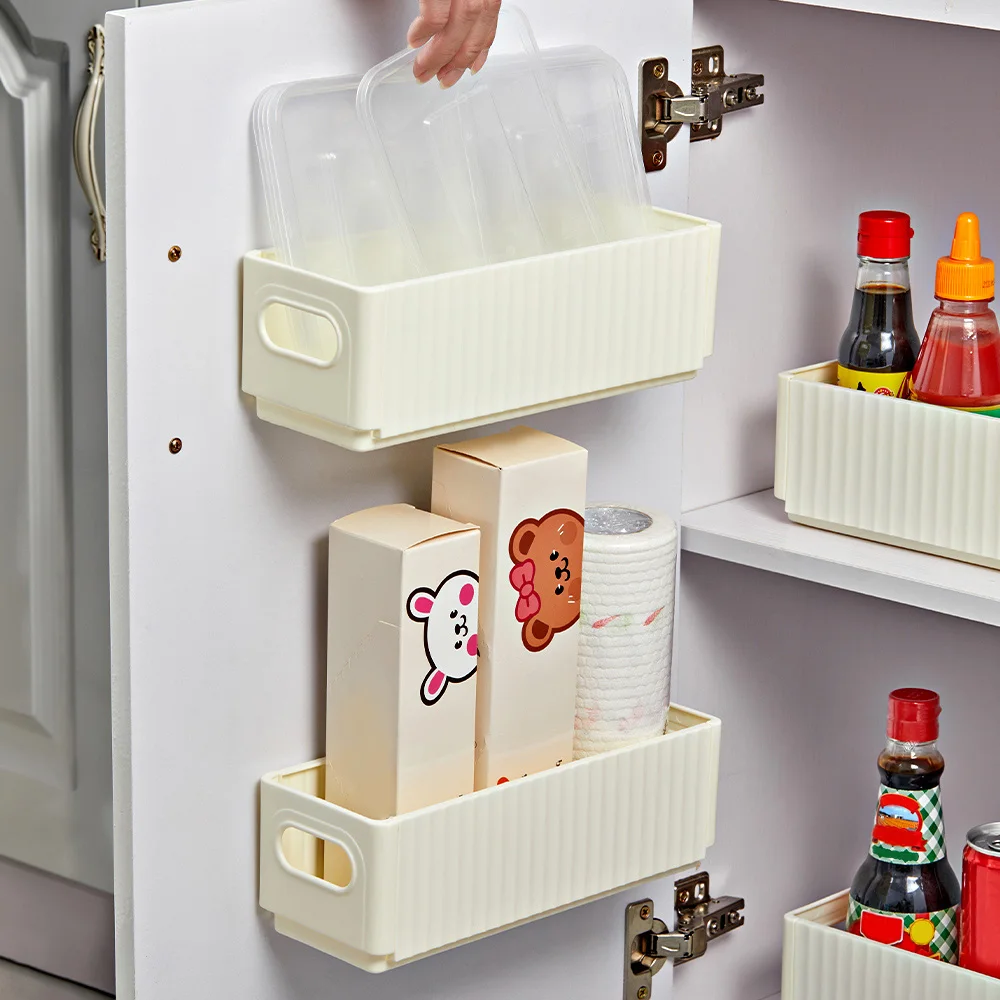 WORTHBUY Plastic Cleaning Supplies Storage Rack Wall Mounted Organizer Kitchen Items Foldable Storage Basket Of Detergent Sponge