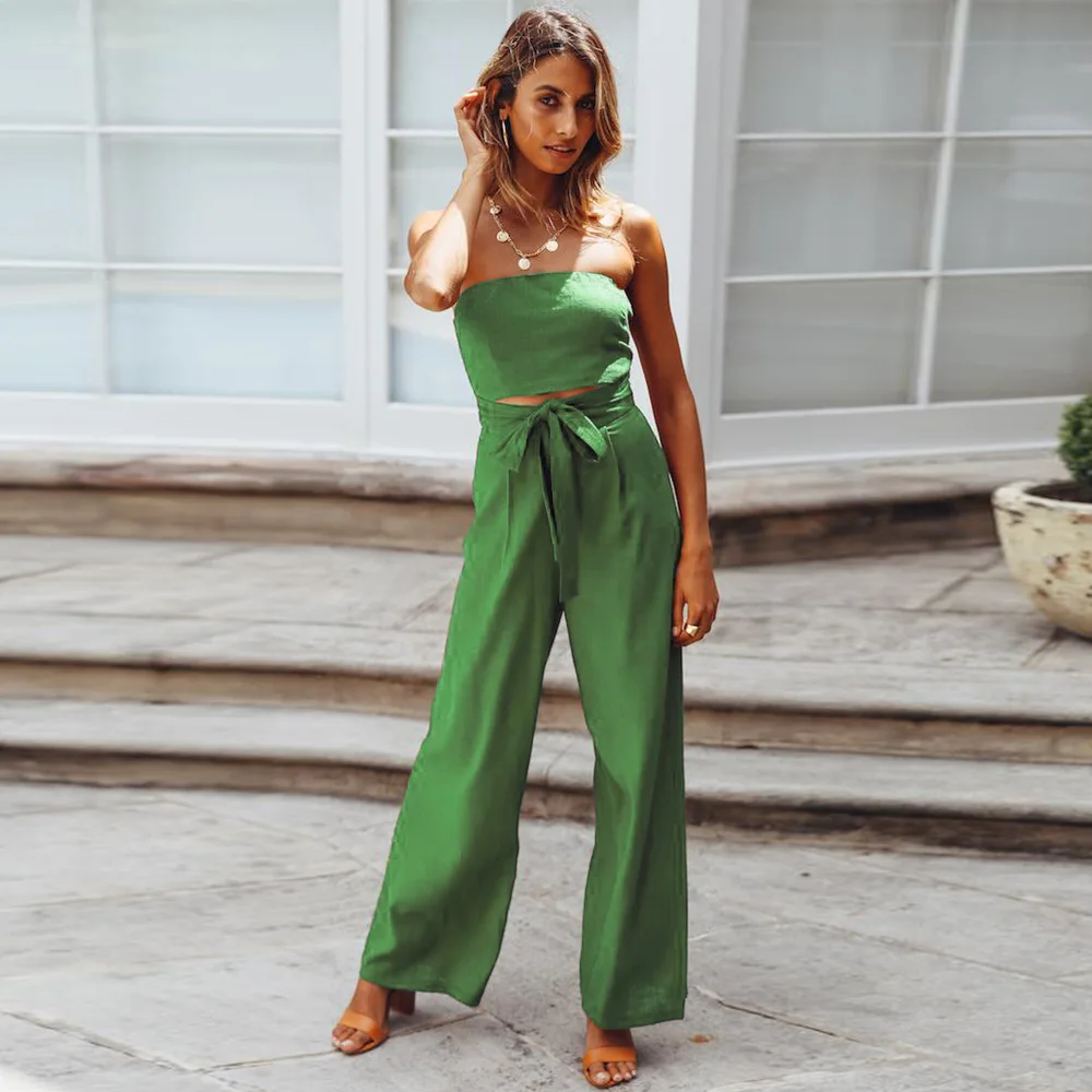 Fashion Sexy Slim Fit Women's Romper Spring Summer New Solid Color Slim Fit Elegant Female Party Jumpsuit Straight Pants