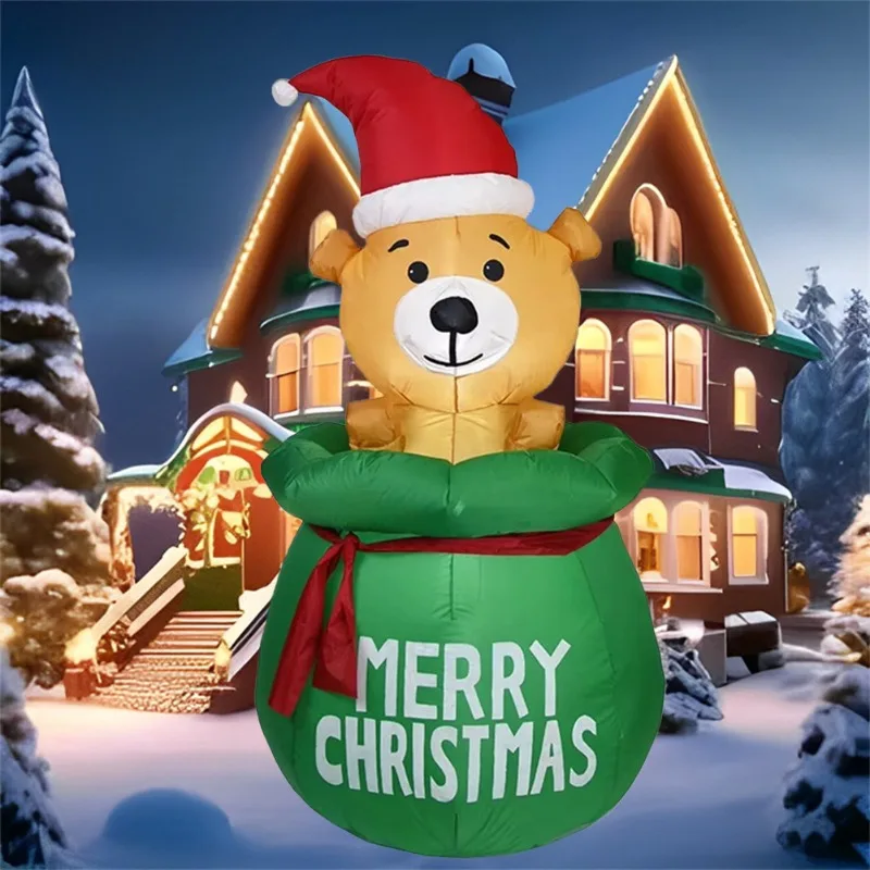 Oso de juguete inflable en bolsa, modelo inflable de Navidad, modelo inflable luminoso, modelo de decoración de ambiente navideño