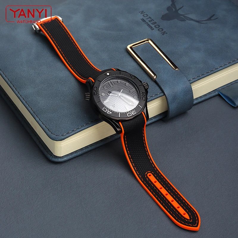 Rubber Watch Strap for omega moonwatch watch band 20mm 21mm 22mm silicone watchband folding clasp Curved end wristwatches belt