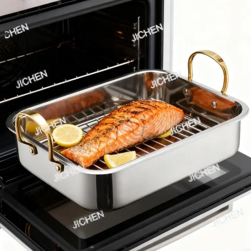 

Neu Antirust Steel Grill Pan For Barbecue Cooking With V-shape Rack For Outdoor Gatherings MultiPurpose Cooking Tool