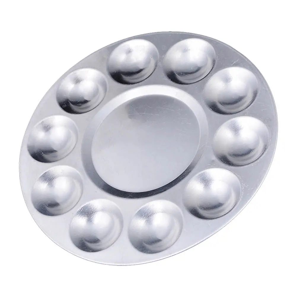 10-Hole Aluminum Color Palette Round Painting Tray Lightweight Compact Design for Artists Use Watercolor Painting