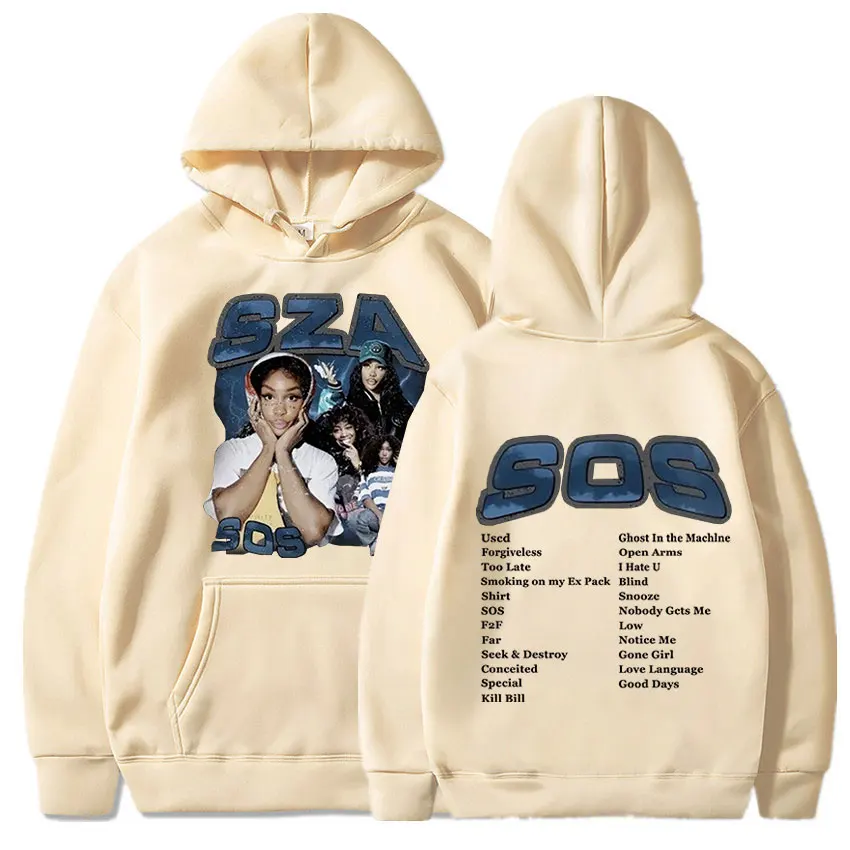 Singer SZA Music Album SOS Graphic Hoodie Men Women Fashion Vintage Hoodies Hip Hop Harajuku Sweatshirts Streetwear Pullover