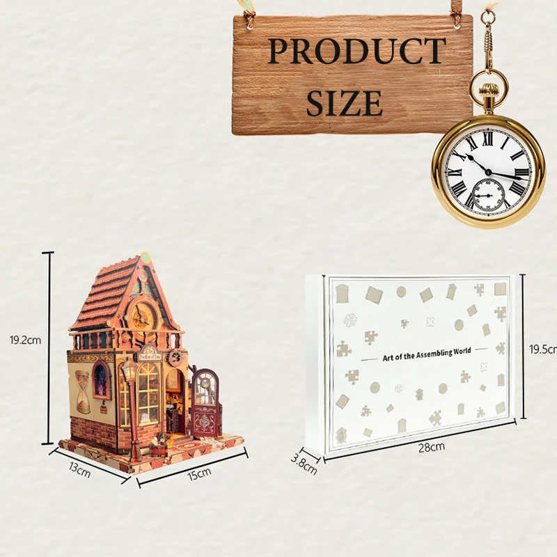 New Wooden Dollhouse Time Pavilion Miniature Model with Furniture Kit DIY Assembly Toy for Child Adult Birthday Gift Casa view 3