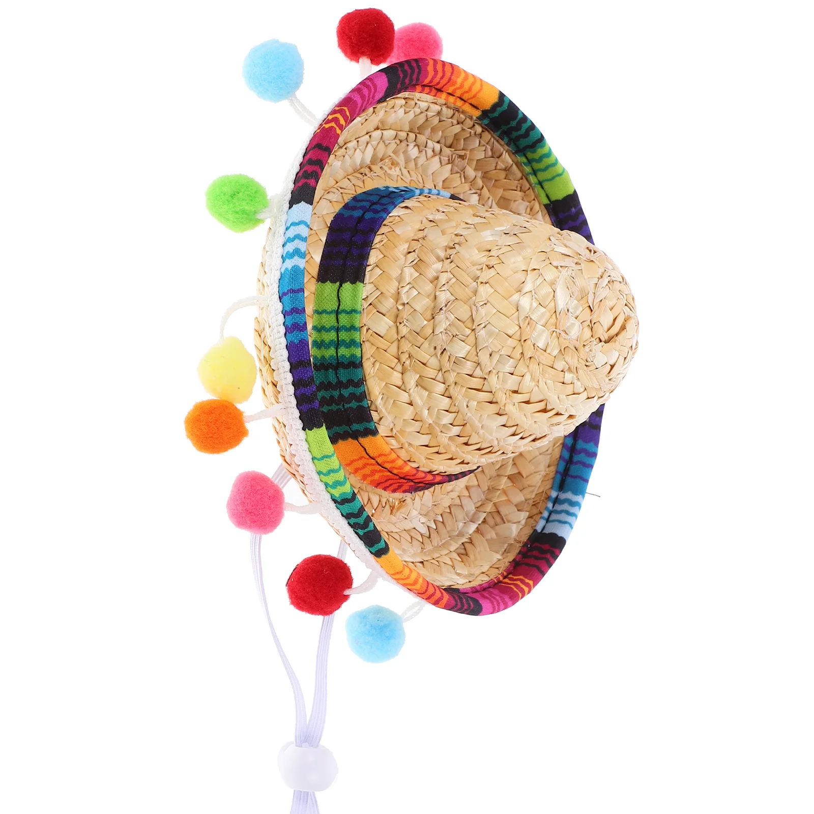 Party Hats Small Mexican Woven Spanish Straw for Summer Sombrero Pom Mexico Child