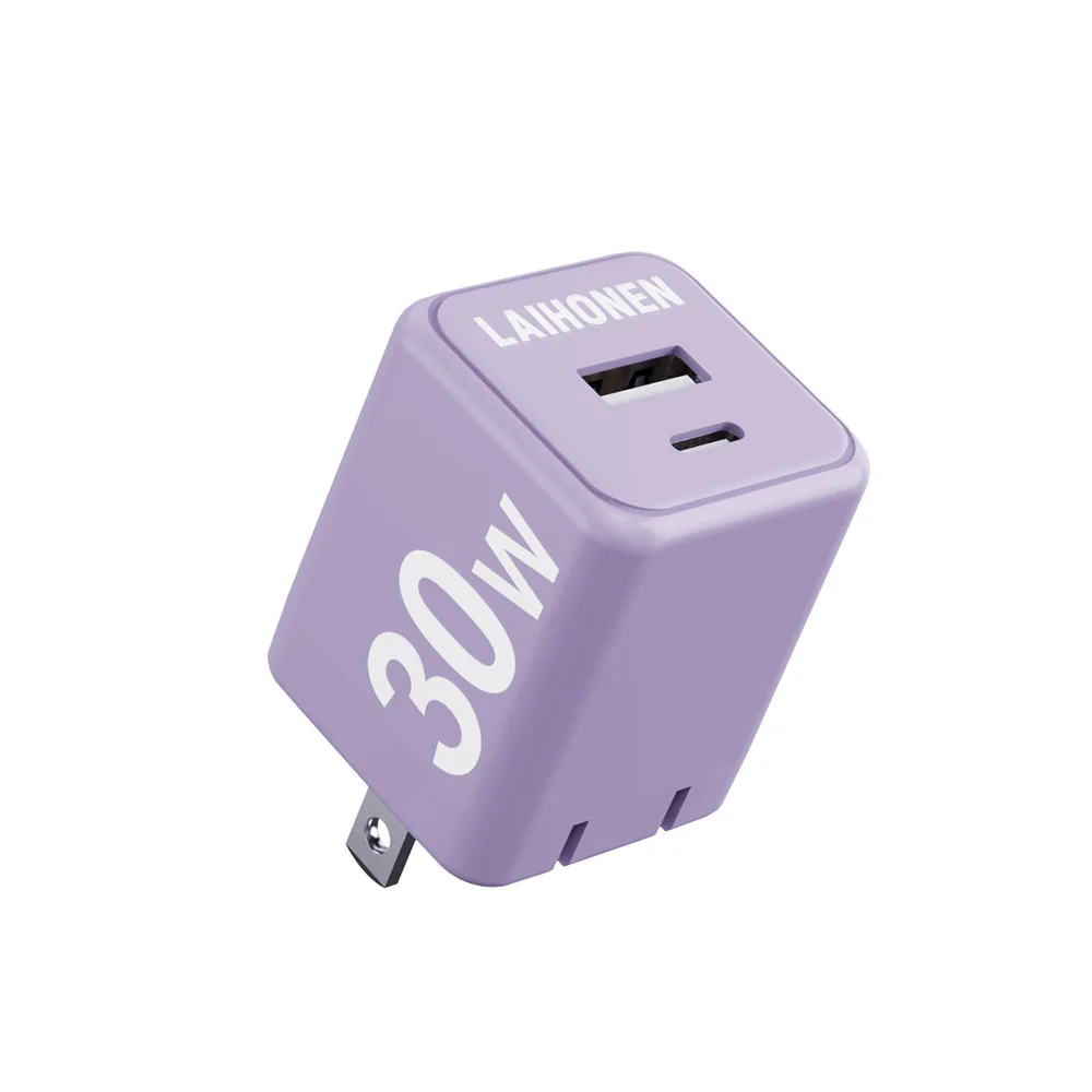 Macaron Pastel 30W USB C Charger with USB A, US Plug Compact Fast Wall Adapter for iPhone Samsung, Travel Home