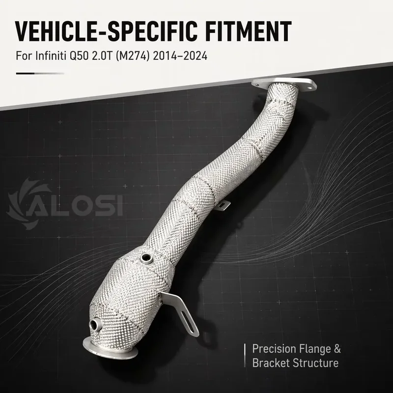 Perfectly Customized Performance Exhaust Downpipe Specifically Designed for Infiniti Q50 2.0T (M274) 2014-2024