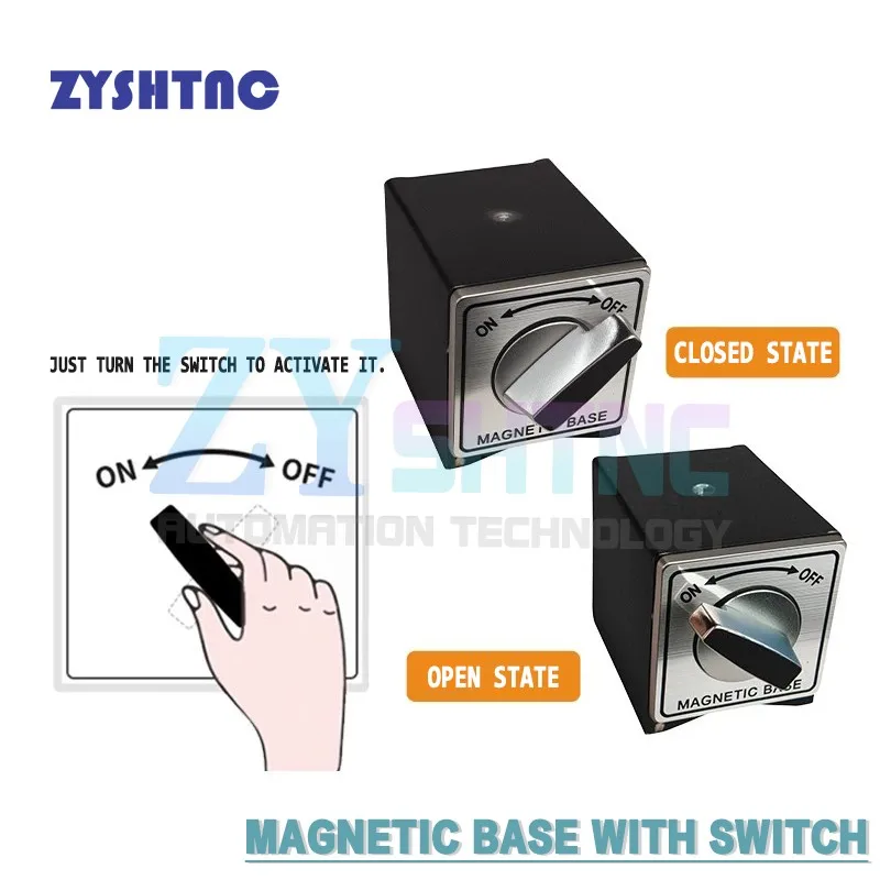 Laboratory magnetic base with switch, dedicated for optical extension rod and column, with M6 threaded mounting hole