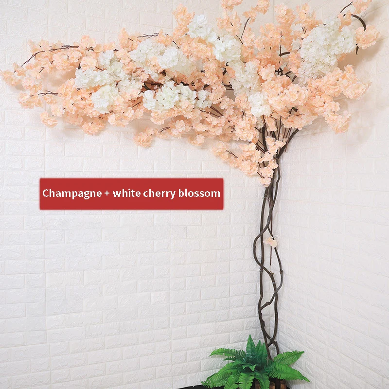 Artificial Cherry Tree Suit, Dry Branch, Rattan Cherry Blossom, Silk Wedding Background, Wall Decoration, DIY Home Garden Decora