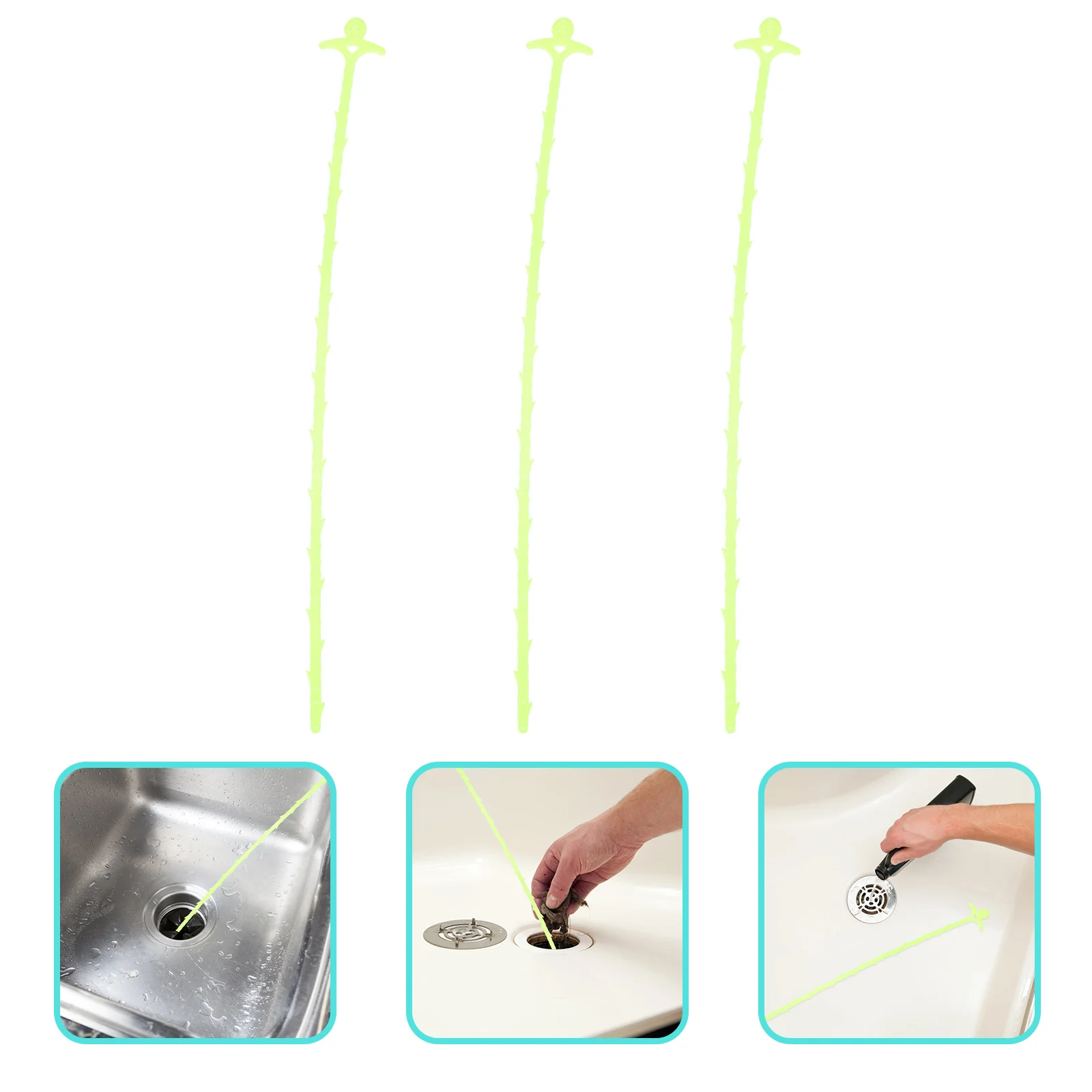 3 Pcs Unclog Sink Remover doccia Drain Cleaner Sticks Cleanser Snake Hair Catcher Floor