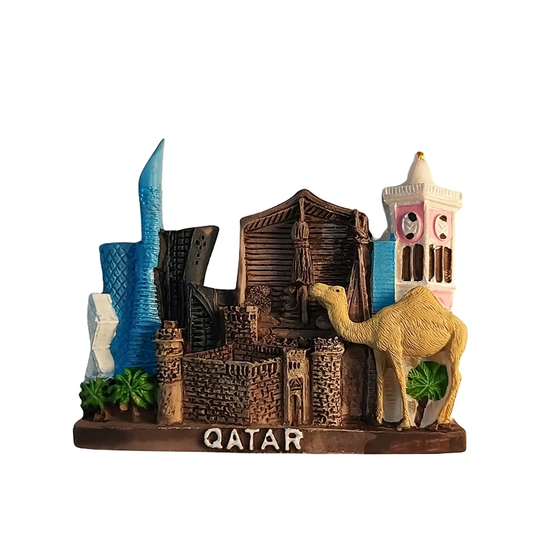 آسيا، كاتار، دوها، شارع بينهاي، الجمل، مجسمة ثلاثية الأبعاد، هدايا تذكارية للسياحة، لوحة من الراتنج، ديكور المنزل، مغناطيس الثلاجة