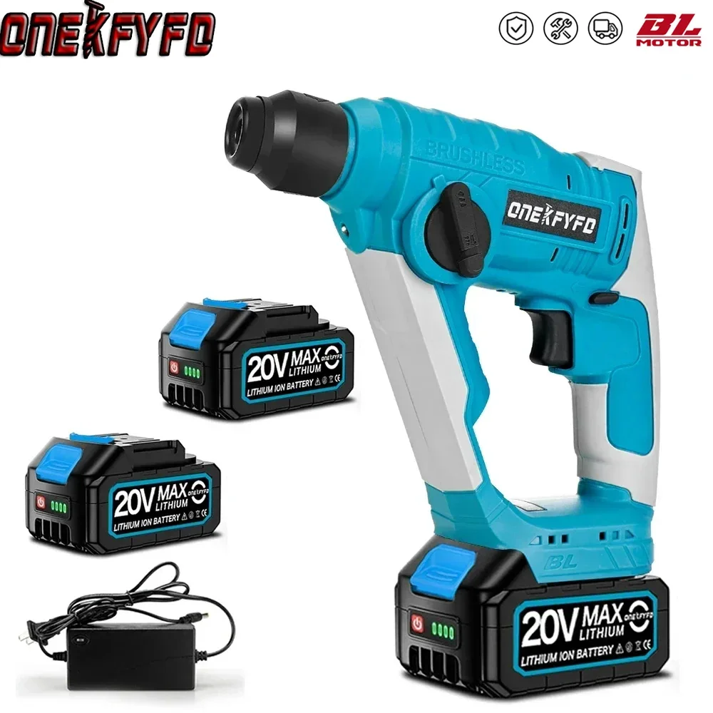 

2 in1 Brushless Cordless Electric Drill Rotary Hammer Drill Demolition Hammer Woodworking Tools For Makita 18V Lithium battery