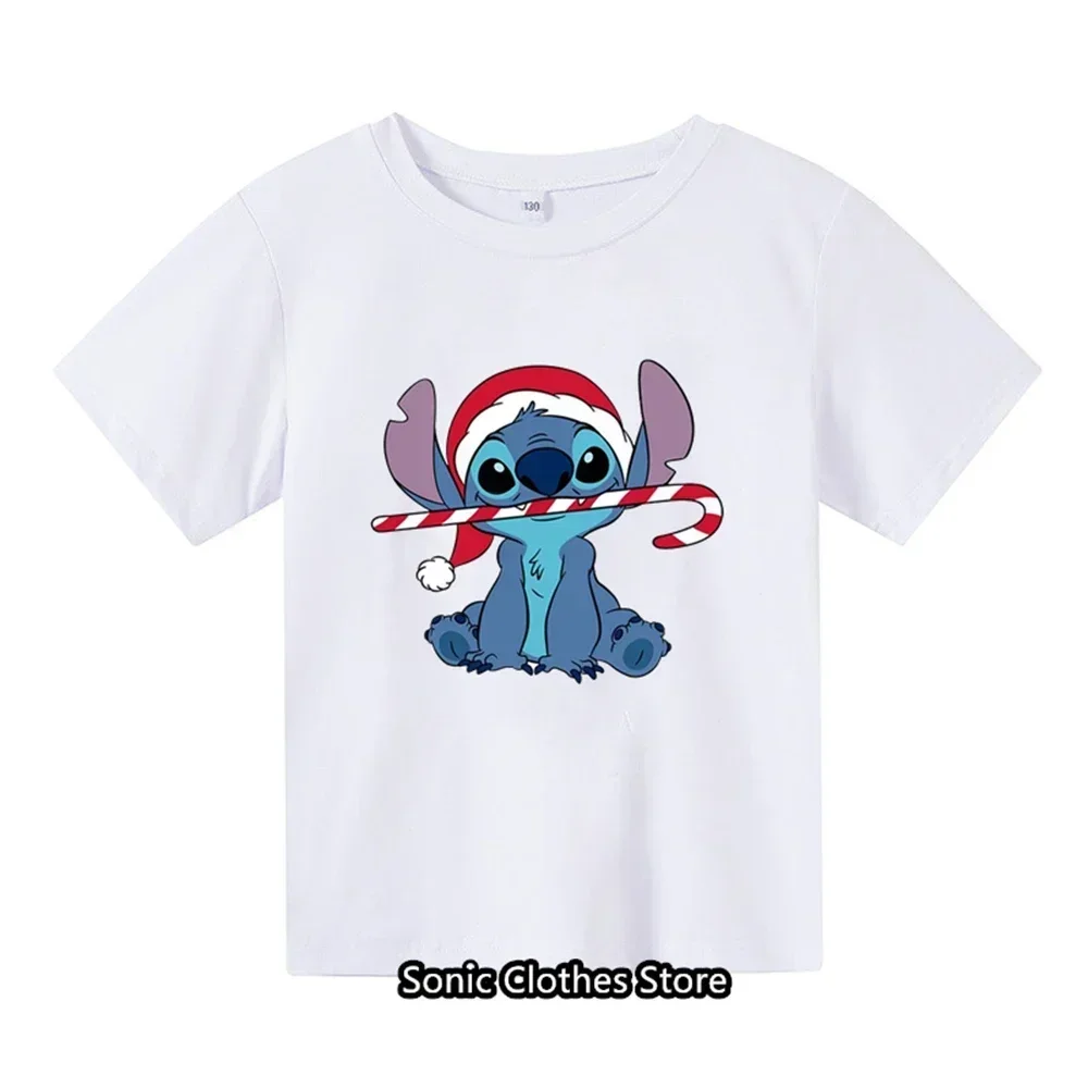 T-shirt infantil com padrão Anime Lilo e Stitch, top kawaii, estilo casual, moda, novo, 3-14 anos, 2022