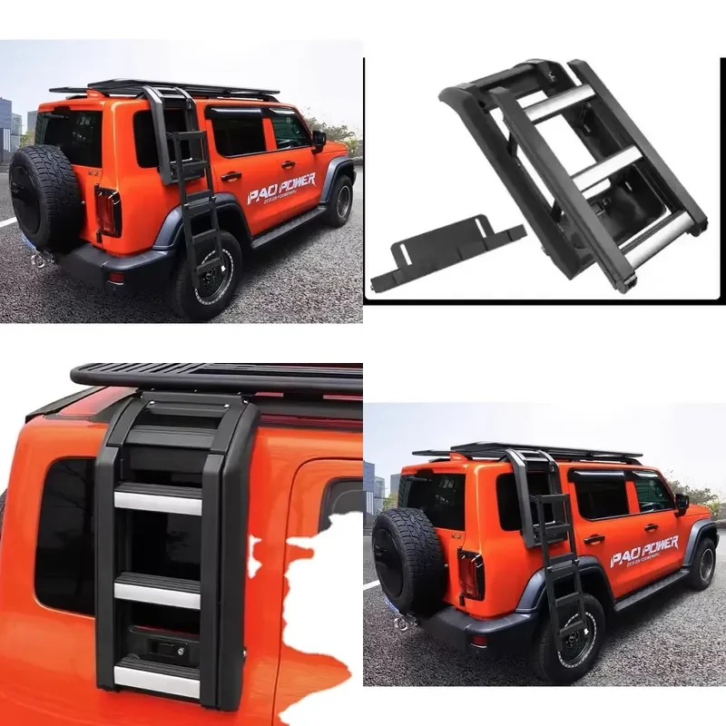For Tank 300 Roof Luggage Rack Expansion Platform Luggage Frame Aluminum Alloy Ladder Schoolbag Modification Black Easy