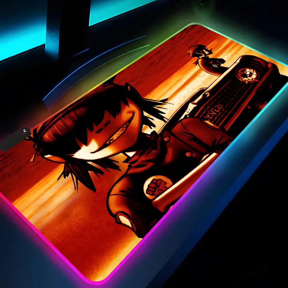 Rock Gorillaz Demon Days 마우스 패드 Rgb Xxl 노트북 매트 게임용 마우스 패드 백라이트 키보드 게이머 소녀 테이블 패드 데스크