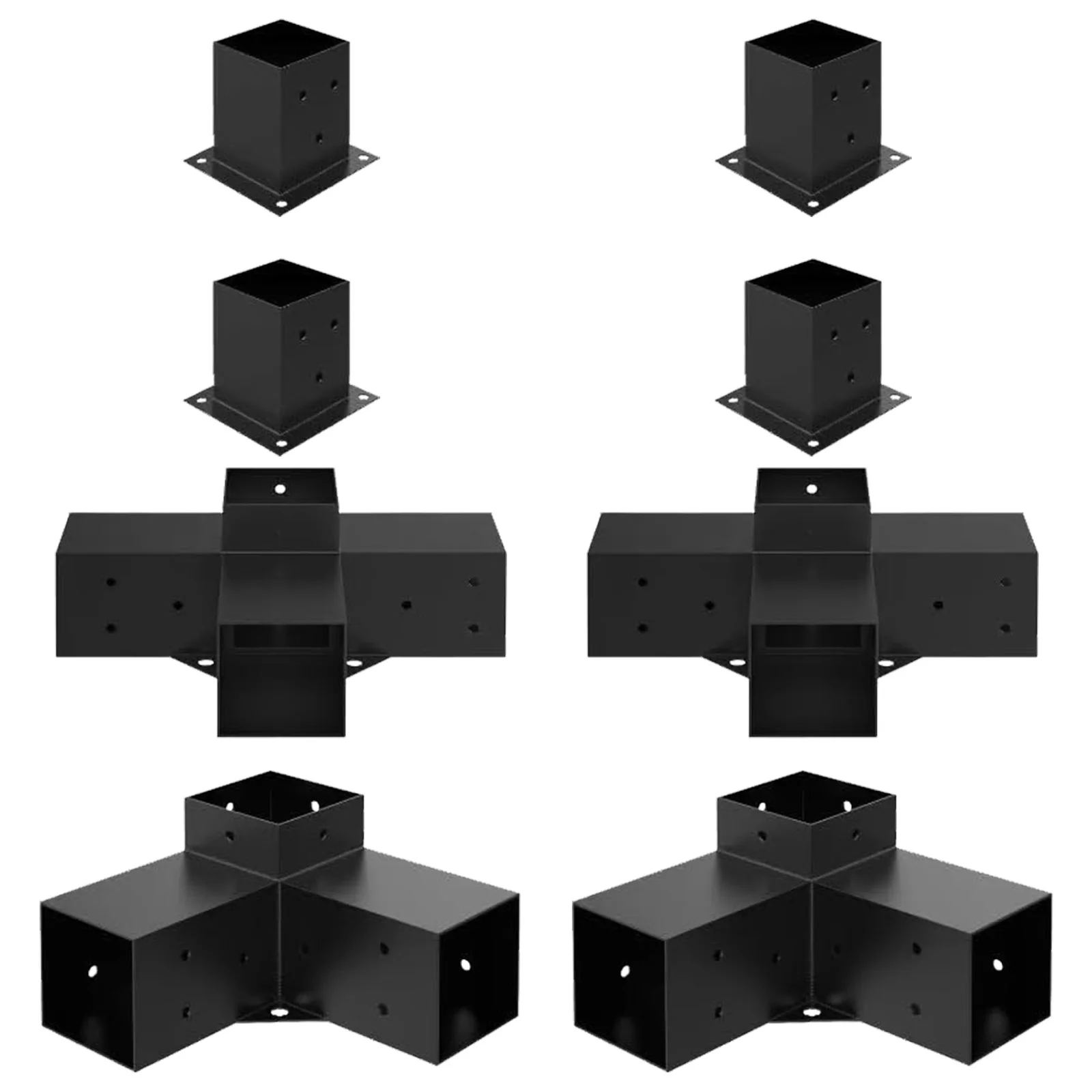 

Комплект для самостоятельной сборки деревянных конструкций: металлические опоры для столбов с 3-сторонними кронштейнами, включая винты, для беседок, патио, пергол, бревенчатых домиков