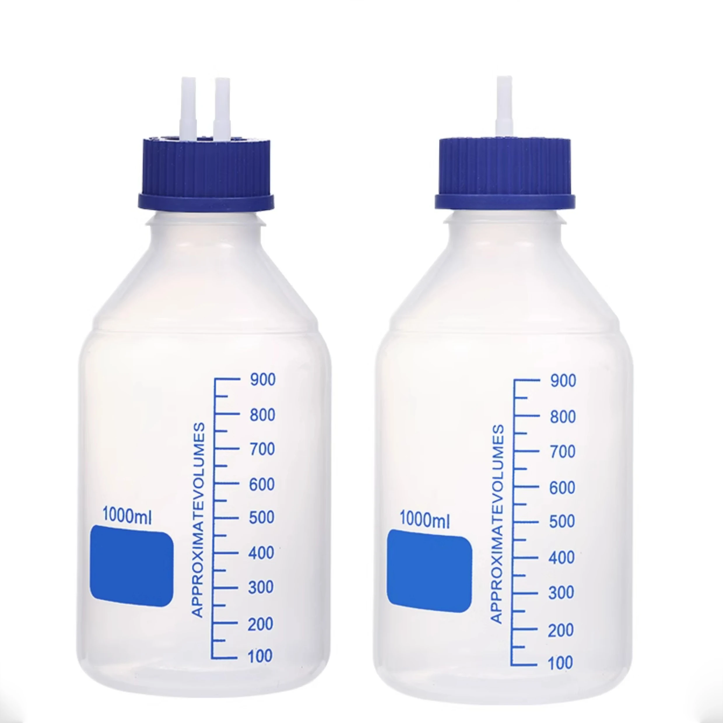 Plastic refill bottle, single pass, double pass, three pass, four pass, laboratory reagent refill bottle, blue cap 100~1000ml