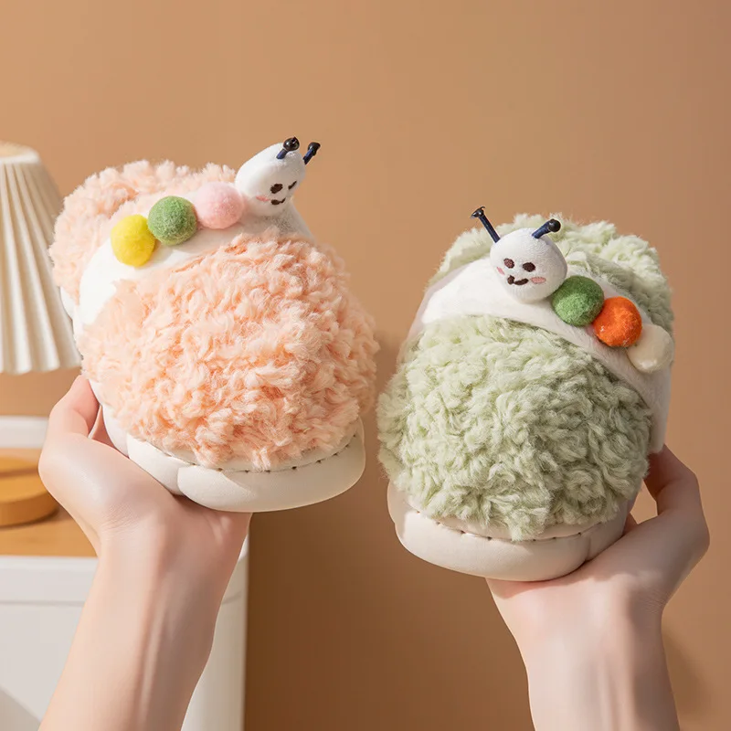 

Детские тапочки, домашняя обувь, однотонная мультяшная обувь ​ Хлопковая зимняя обувь для детей, теплая противоскользящая розовая, зеленая обувь, размер 24–35