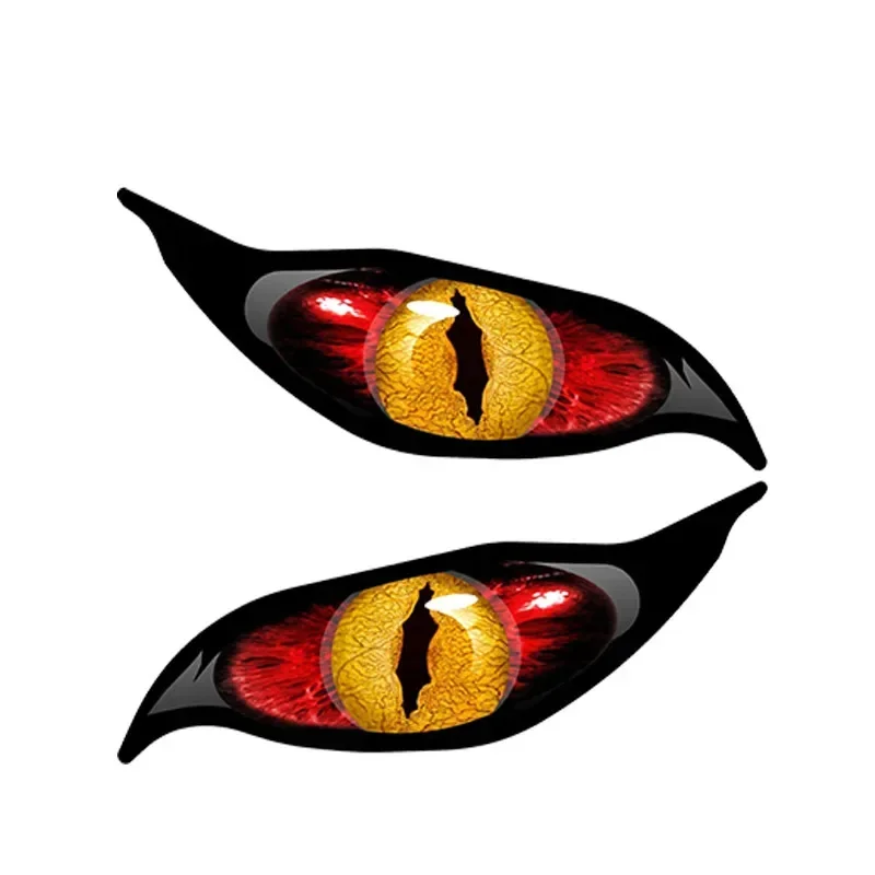 2-Pack Red Blue Evil Eye Zombie Car Stickers Waterproof Sunscreen PVC Decals 13cm X 5cm for Rearview Mirror Personality Auto Acc