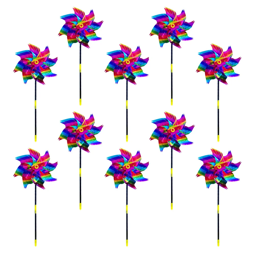 10 Pcs Windmill Pinwheels for Yard and Garden Windmills The Kids Toys Reflective Pet Plastic Child