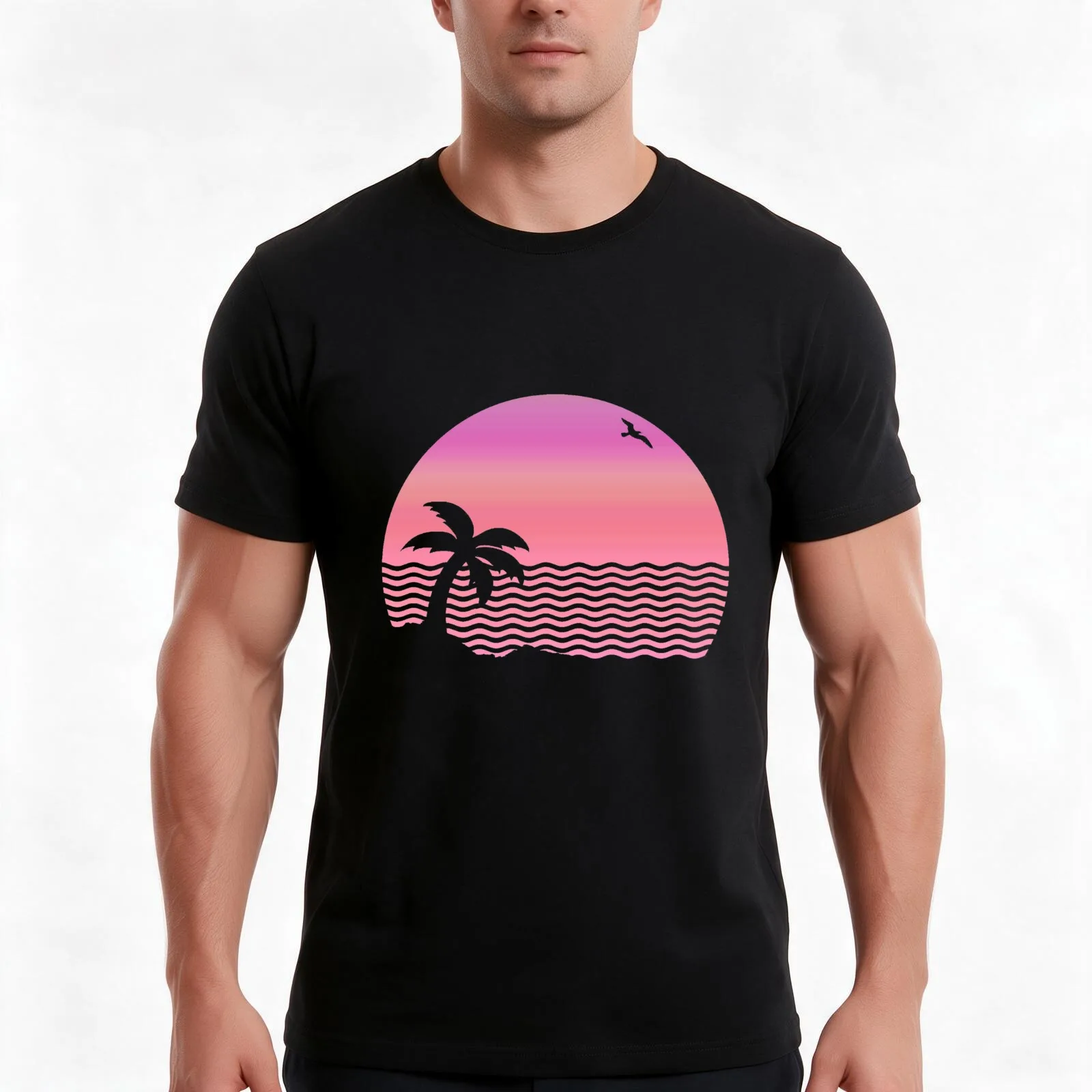 Wiped Out! Sunset Fade T-Shirt, Summer Casual Cotton Tee, Oversized Streetwear Tops, Vintage Graphic Print, Unisex Men Women