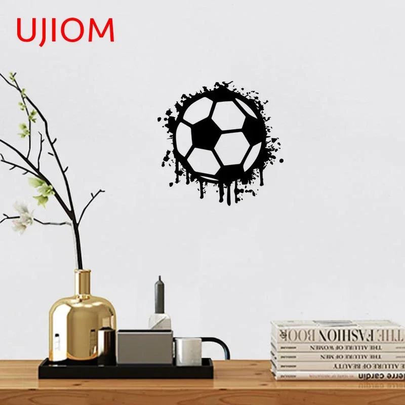 UJIOM 13cm X 12.9cm Football Crack 3D Wall Stickers Moisture-proof Decals Tear Painting Bedroom Decoration Bathroom Accessories