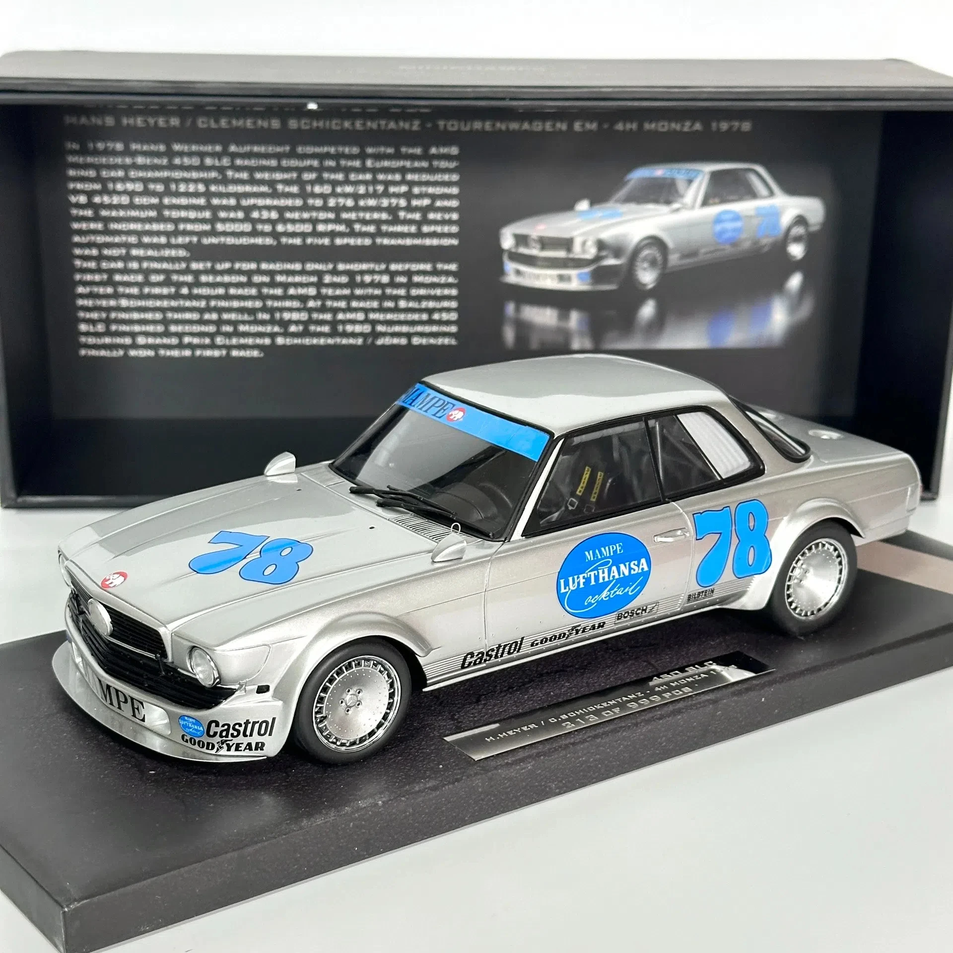 ミニアンプ-合金金属静的車モデル,限定版,シミュレーション玩具,ギフト,1:18, 450 slc,#1, #78