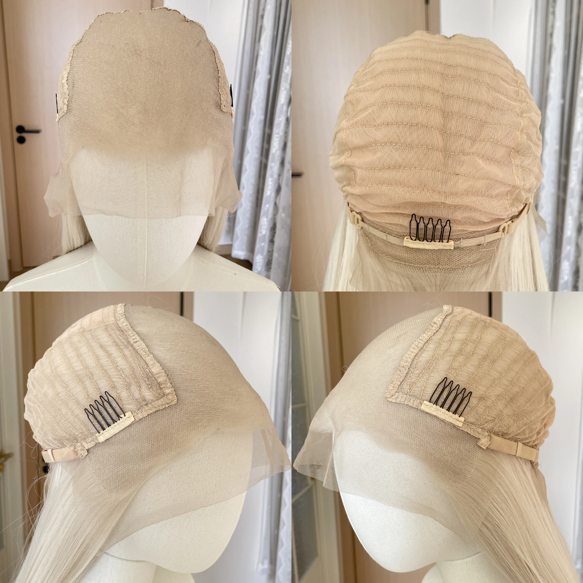 Platinum Blonde Long Sliky Straight Wig for Women Glueless Synthetic 13x6 Lace Front Wig Heat Resistant Half Hand Tied Free Part