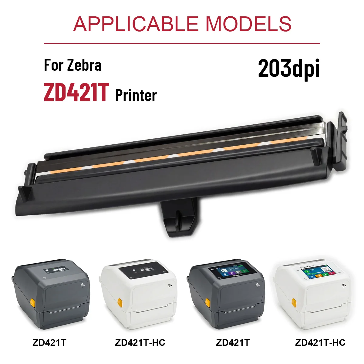 

Printhead Compatible with Zebra ZD421T Printhead 203dpi Thermal Label Printer (PN:P1112640-218)
